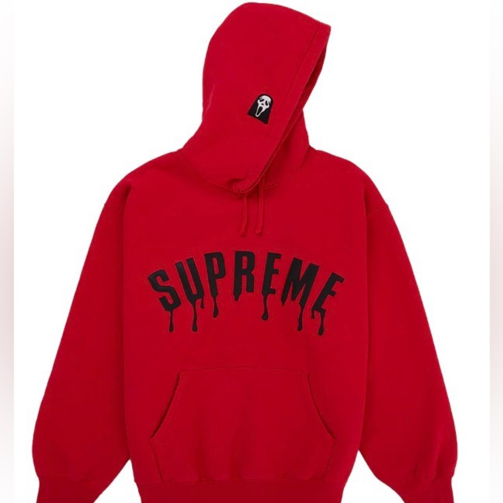 Supreme Ghostface arc logo Red Pullover Hoodie with Black Drip nwt large - Picture 2 of 16